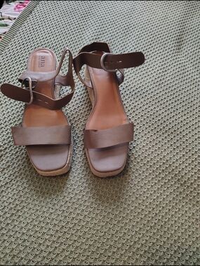 a.n.a Brown Ankle-Strap Wedge Sandals